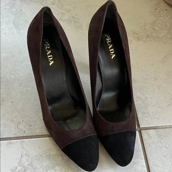 Prada Women's Black and Brown Heels